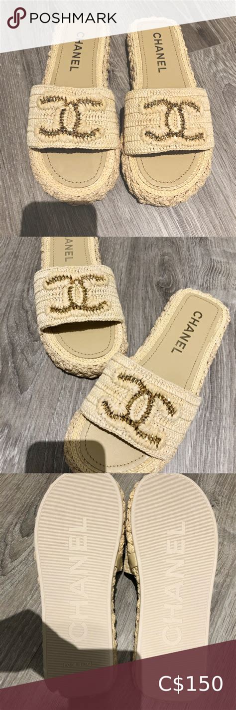 chanel cord mules beige|Chanel sandals uk.